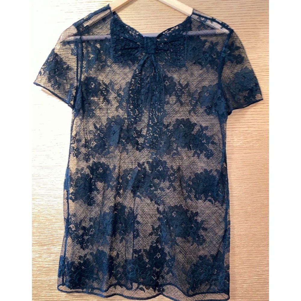 MIU MIU LACE BLOUSE BOWTIE TOP